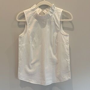J Crew Sleeveless White Ruffle Neck Top - Size S